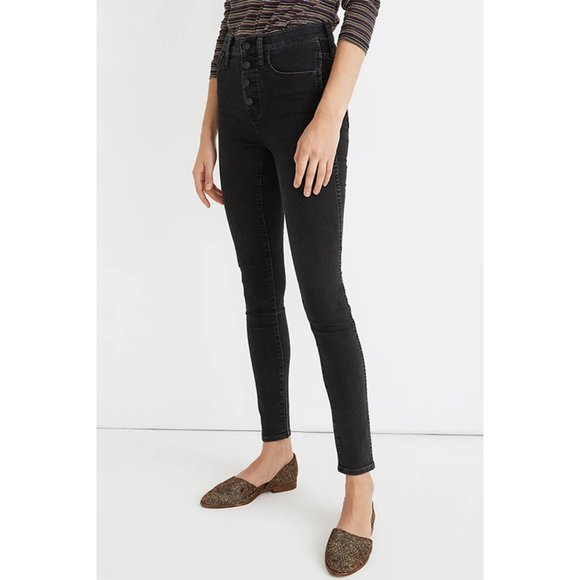 Madewell Denim - NWT Madewell 10" High-Rise Skinny Jeans Robert Wash Button-Front Edition Black
